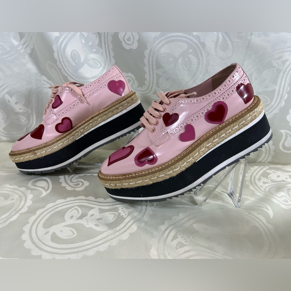 RARE - PRADA Pink Heart Platform Shoes - Picture 3 of 12
